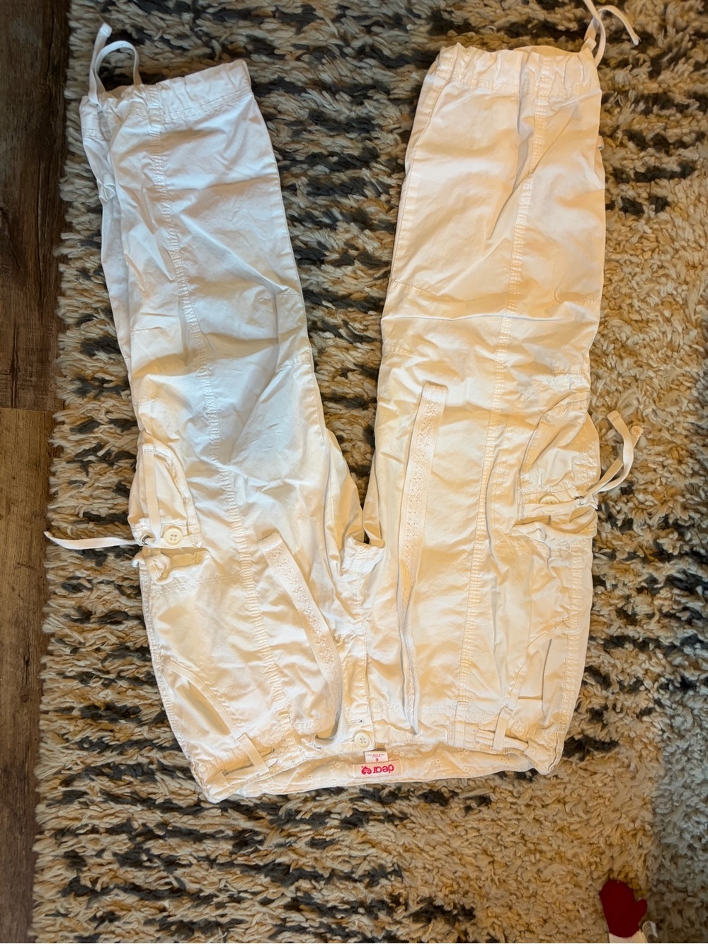White Women's Cargo Capris with Drawstring Hem